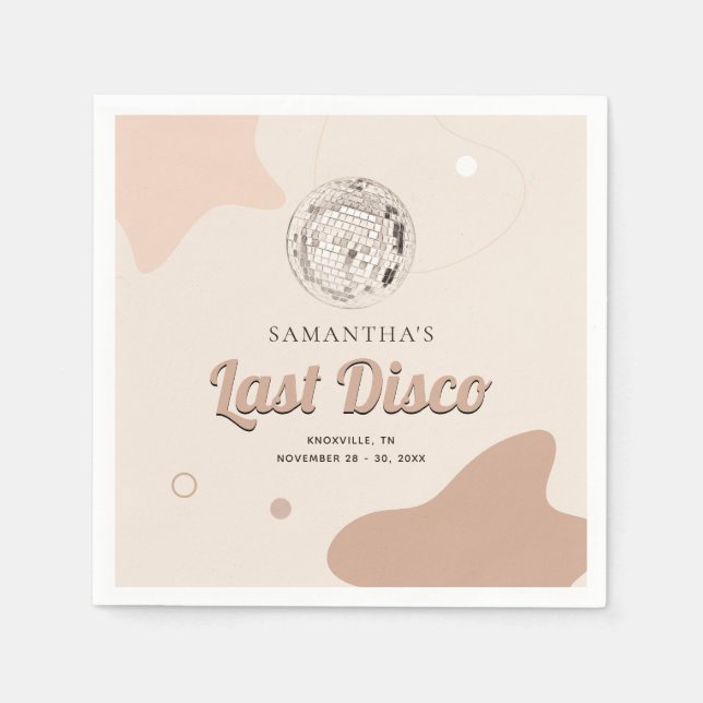 Serviette En Papier Dernier papier de fête de Bachelorette Rétro Disco (Devant)