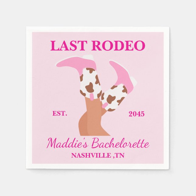Serviette En Papier Dernier Rodeo Bachelorette Party (Devant)