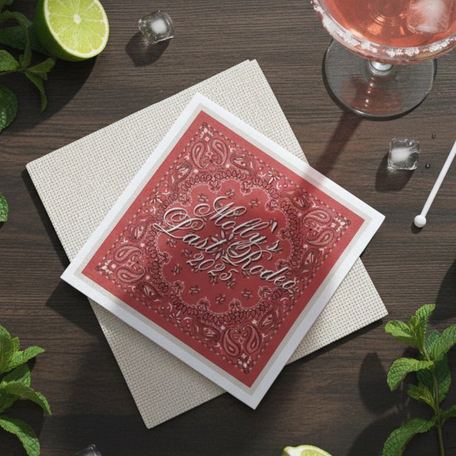 Serviette En Papier Dernier Rodéo Bachelorette Western Rouge (Last Rodeo Red Western Bachelorette Napkins)