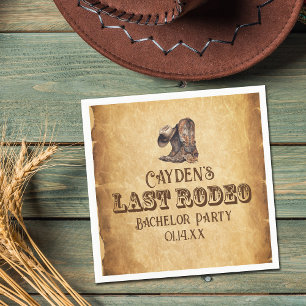 Serviette En Papier Dernier Rodéo Cow-boy Grunge Brun Enterrement de V
