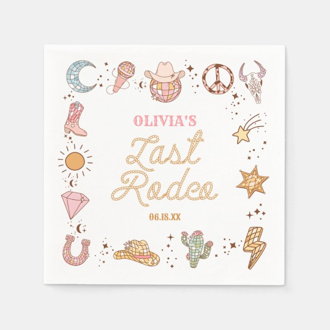 Serviette En Papier Dernier Rodéo Disco Cowgirl Week-end de l'Enterrem (Devant)