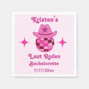 Serviette En Papier Dernier Rodéo Pink Disco Cowgirl Enterrement de Vi