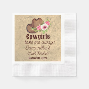 Serviette En Papier Dernier Rodéo Rustique Rose floral Personnalisé