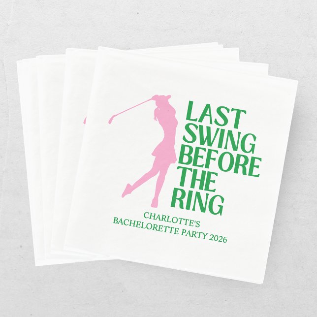 Serviette En Papier Dernier Swing Golf Enterrement Rose Vert (Créateur téléchargé)