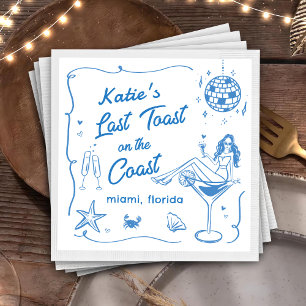 Serviette En Papier Dernier Toast Coast Beach Blue Bachelorette Party