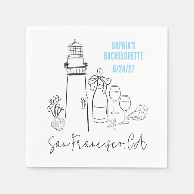 Serviette En Papier Dernier toast sur la Côte Bachelorette Party (Devant)