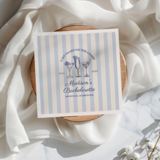 Serviette En Papier Dernier Toast sur la Côte Bleu Poussiéreux Rayé (Créateur téléchargé)