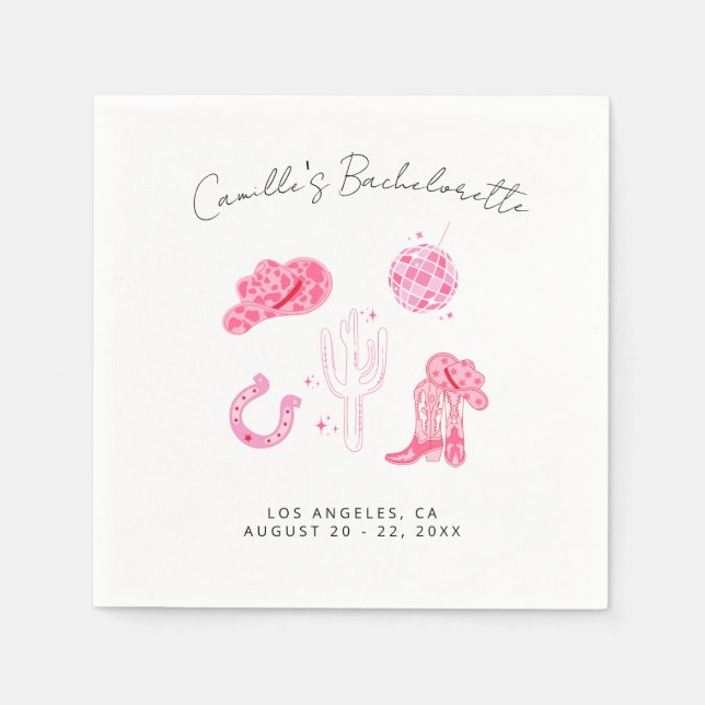 Serviette En Papier Dernière disco Rodeo Bachelorette (Devant)