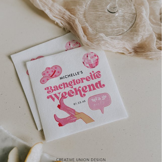 Serviette En Papier Dernière Disco Rodeo Fête de Bachelorette (Créateur téléchargé)