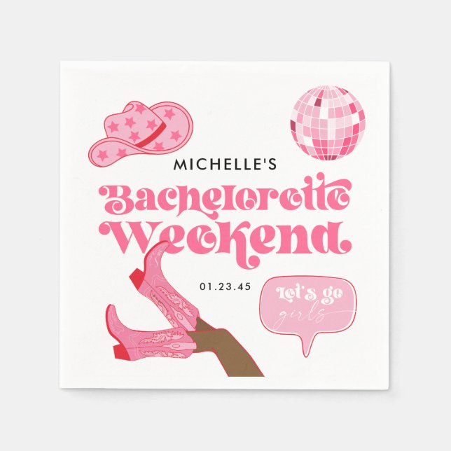 Serviette En Papier Dernière fête de Bachelorette Disco Rodeo (Devant)