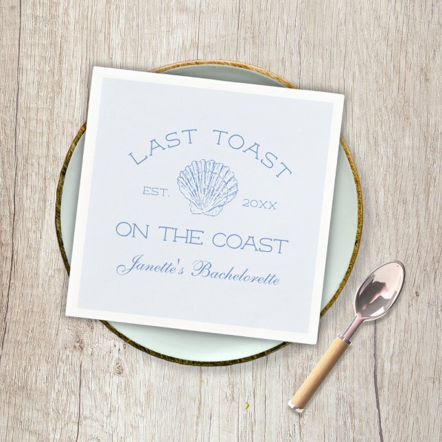 Serviette En Papier Dernière Toast sur la fête de Bachelorette de la p (Last Toast On The Coast Beach Bachelorette Party Napkins)