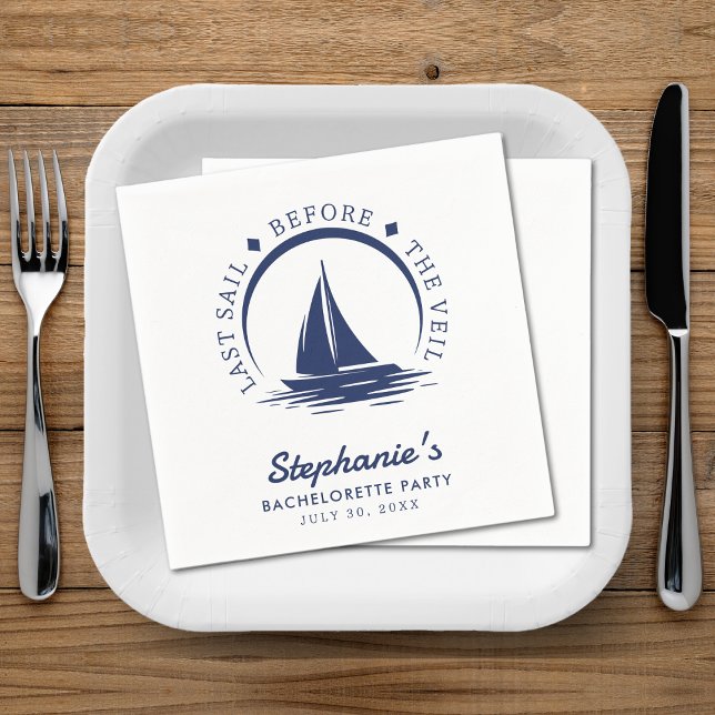Serviette En Papier Dernière voile avant le Veil Bachelorette Party (Last Sail Before the Veil Bachelorette Party Napkins
)