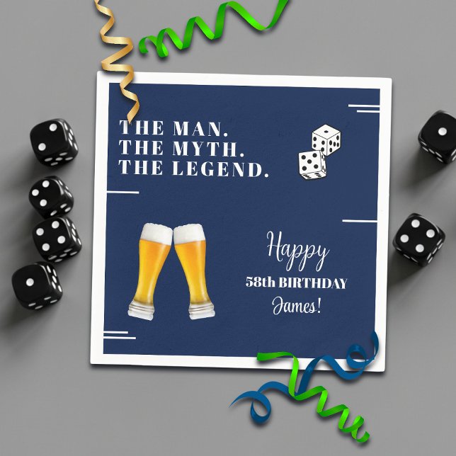 Serviette En Papier Dés à jouer chic pour 58e anniversaire (Créateur téléchargé)