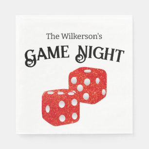 Serviette En Papier Dés à paillettes rouges pour soirée de jeux