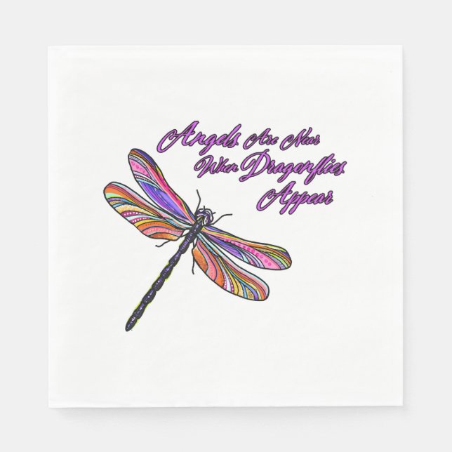 Serviette En Papier Des Anges Apparaissent Lorsque Les libellules Sont (Devant)