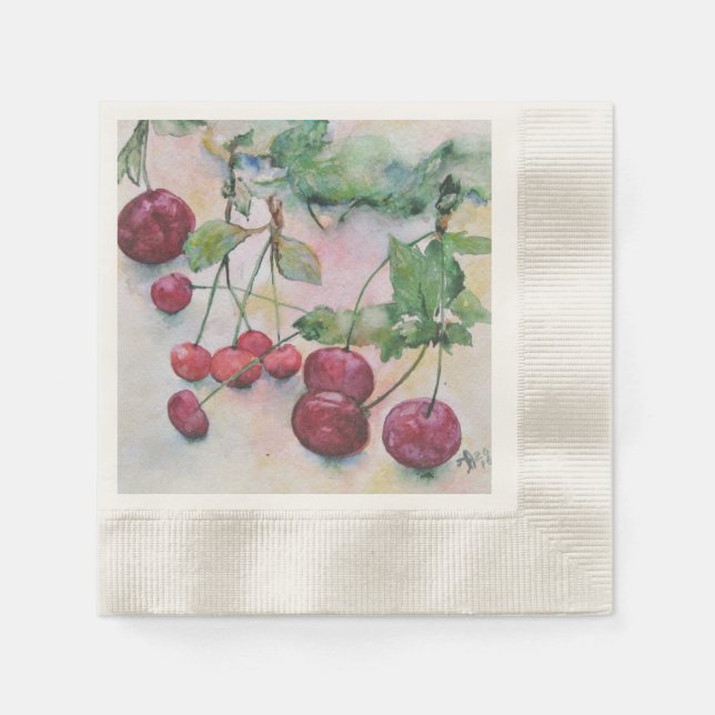Serviette En Papier Des baies. Cerises (Devant)