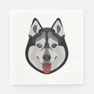 Serviette En Papier Des chiens d'illustrations face à Siberian Husky