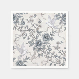 Serviette En Papier Des colombes et des fleurs de pivoine avec des rub