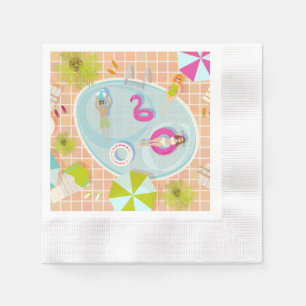 Serviette En Papier Des filles et des garçons du bikini jouant au jeu