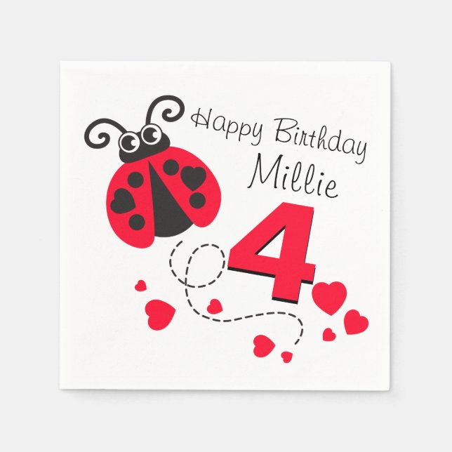 Serviette En Papier Des filles nommées serviettes de coccinelle rouge  (Devant)