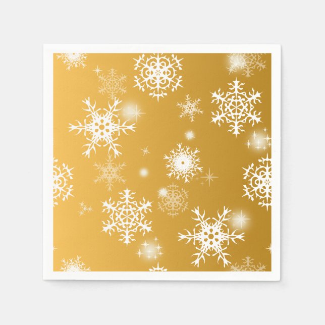 Serviette En Papier Des flocons de neige blancs ajourés. (Devant)