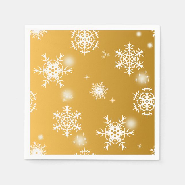 Serviette En Papier Des flocons de neige blancs ajourés. (Devant)
