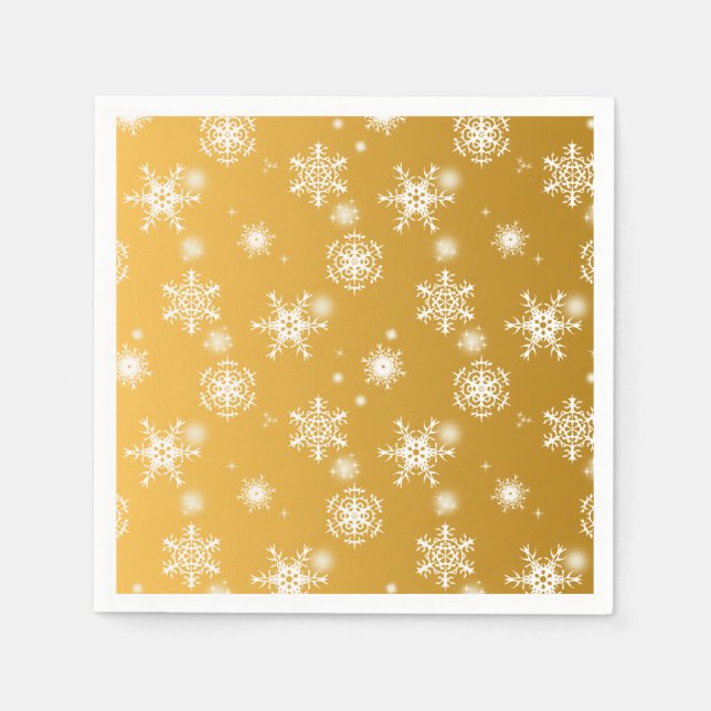 Serviette En Papier Des flocons de neige blancs ajourés. (Devant)