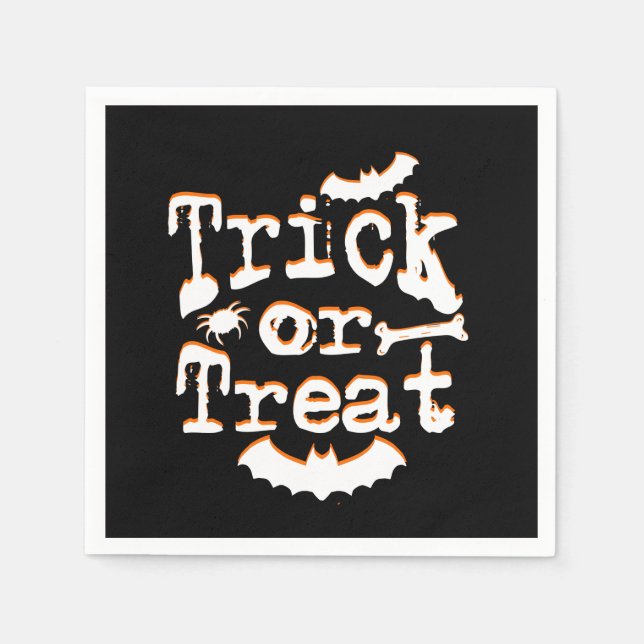 Serviette En Papier des friandises ou un sort Halloween (Devant)