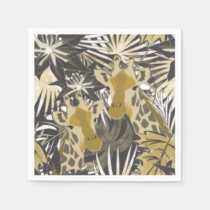 Serviette En Papier Des girafes dans la forêt tropicale.