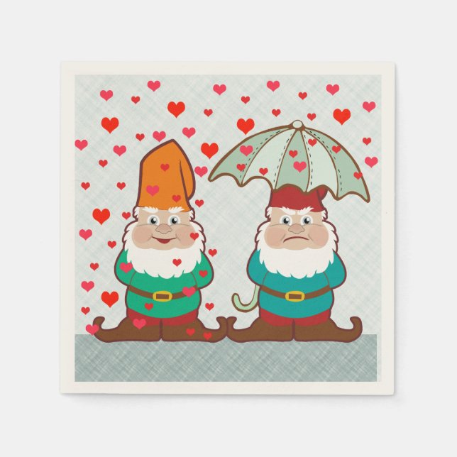 Serviette En Papier Des Gnomes heureux et grincheux (Devant)