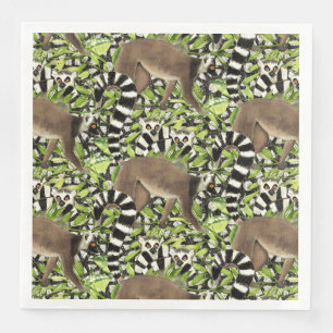 Serviette En Papier Des lémuriens de Madagascar à la ceinture dans la