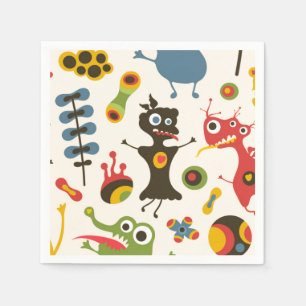 Serviette En Papier Des monstres heureux