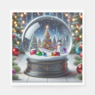 Serviette En Papier Des serviettes de Noël à globe de neige !