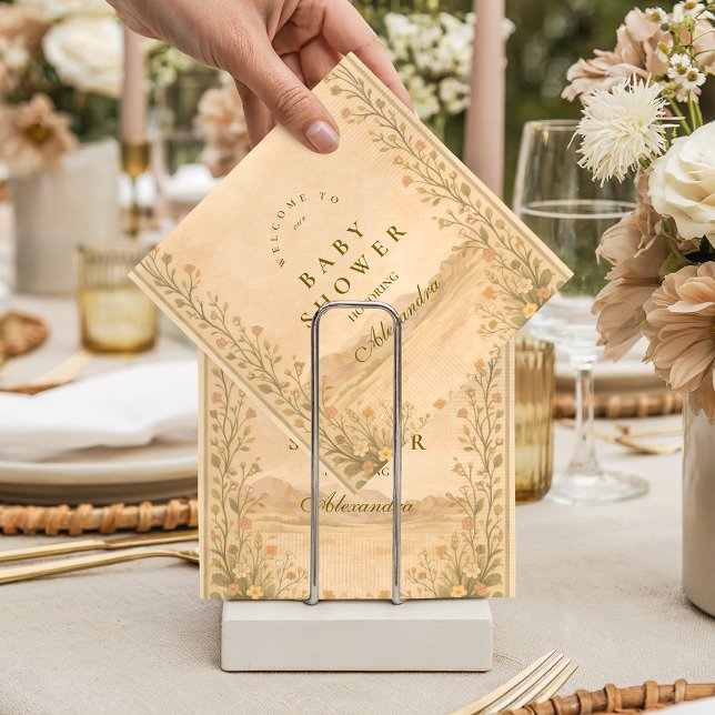 Serviette En Papier Desert Botanical Neutral Florals Baby Shower (Créateur téléchargé)