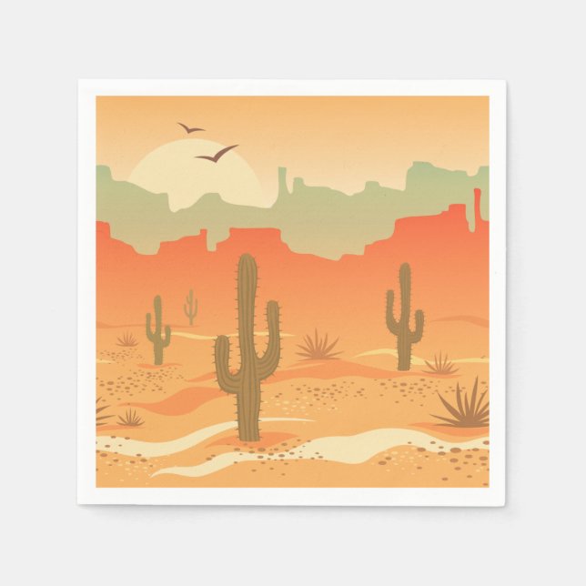 Serviette En Papier Desert Cactus Paysage Design Papier serviettes (Devant)