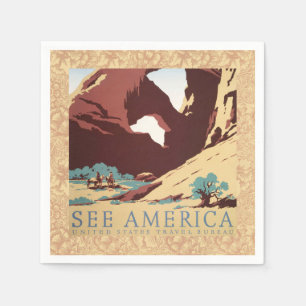 Serviette En Papier Désert de Cowboy Chevaux Vintages de l'Ouest