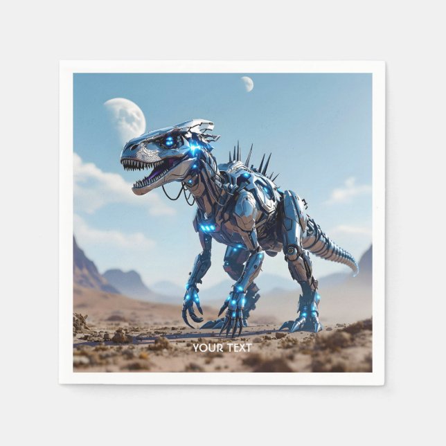 Serviette En Papier Désert de Cyborg Dinosaur Imaginaire mignon (Devant)