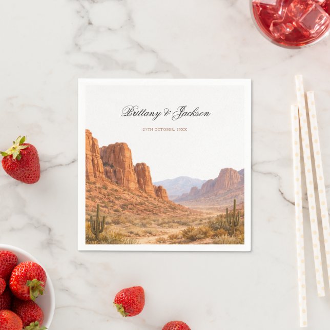 Serviette En Papier Desert Mountain Landscape Southwestern Wedding (En situation)