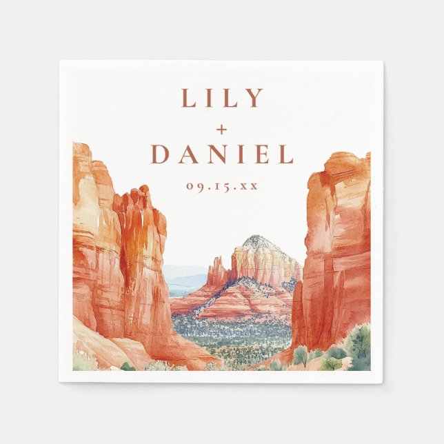Serviette En Papier Desert Mountain Watercolor Destination Wedding (Devant)
