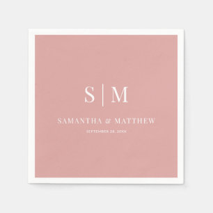 Serviette En Papier Desert Rose Simple Élégant Couple Initiales Mariag