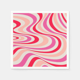 Serviette En Papier Design abstrait à tourbillon rose, rouge et gris
