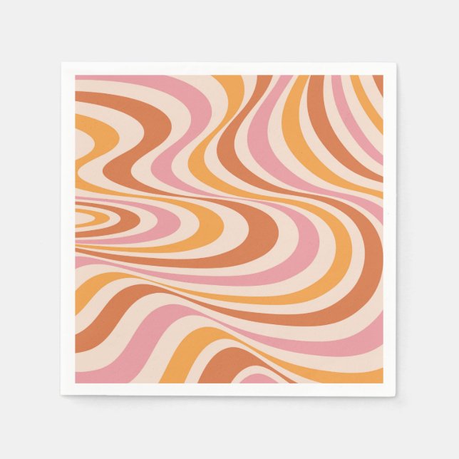 Serviette En Papier Design abstrait rose et orange (Devant)