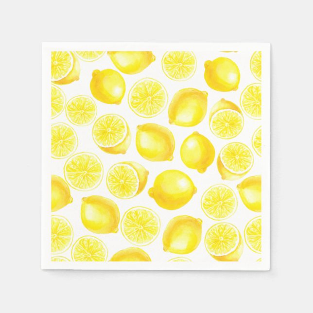 Serviette En Papier Design citrons aquarelle (Devant)