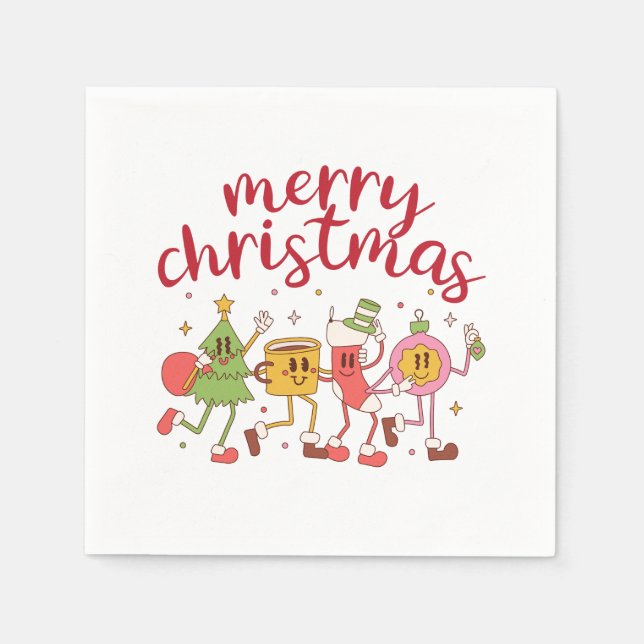 Serviette En Papier Design Cute & Festif Pour Joyeux Noël (Devant)
