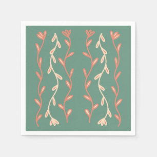 Serviette En Papier Design d'algues vertes et roses