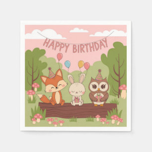 Serviette En Papier Design d'anniversaire des enfants mignons avec ren