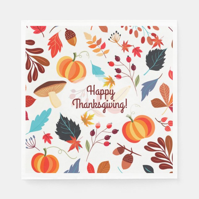 Serviette En Papier Design d'automne, Bon thanksgiving (Devant)
