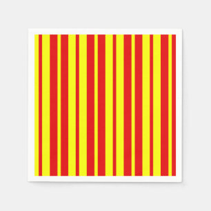 Serviette En Papier Design de bandes rouge et jaune