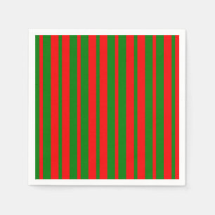 Serviette En Papier Design de bandes rouge et verte