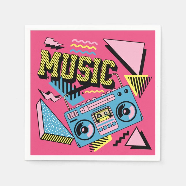 Serviette En Papier Design de boite de musique de style rétro (Devant)